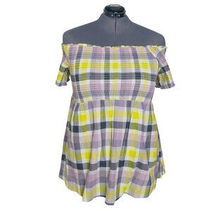 Torrid Peplum Gauze Smocked Off-Shoulder Top (Size 2X)